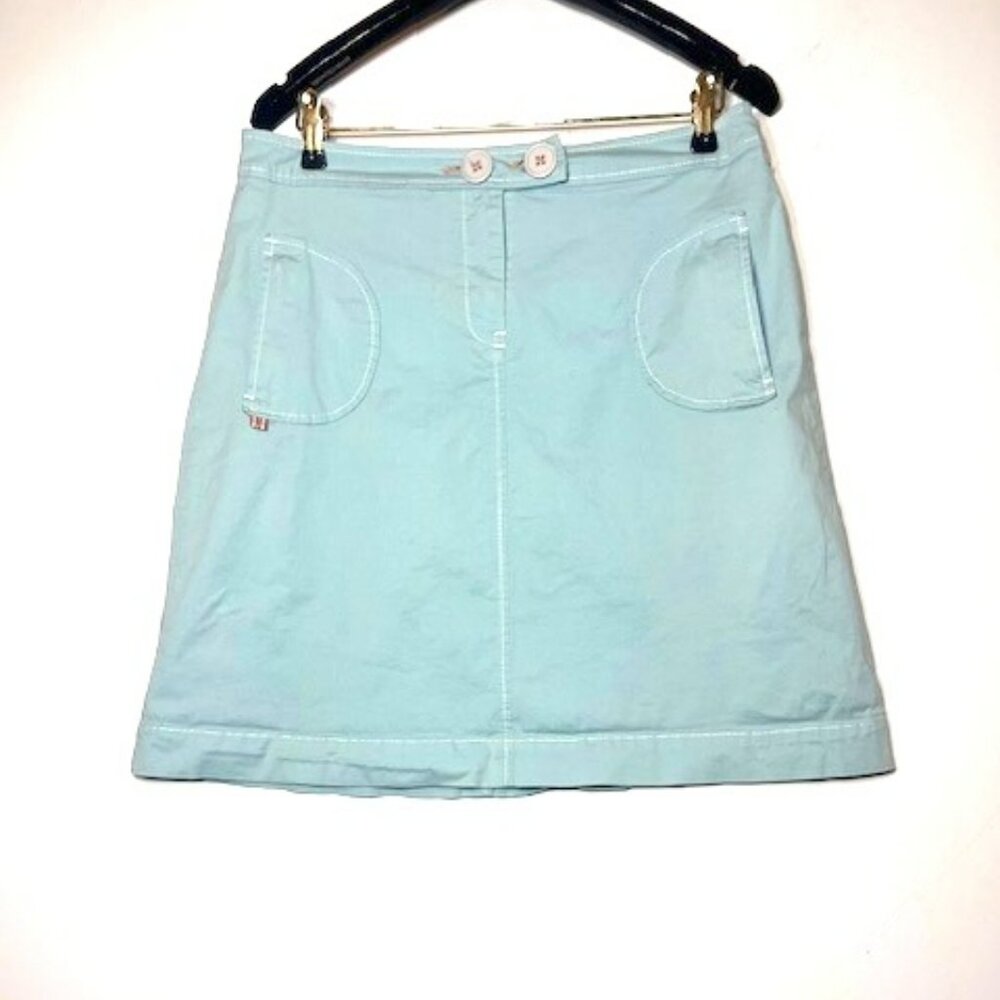 Anthropologie Sitwell Light Blue Lightweight Cotton Spandex Mini Skirt Sz 8